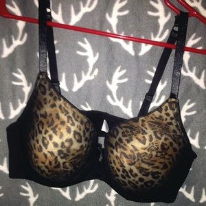 NWOT Sexy black bra with leopard cups